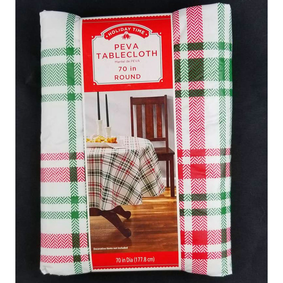New Holiday Time PEVA Tablecloth 70" Round - Picture 1 of 2